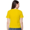 thumbnail image 4 of eloria Women's Lycra Round Neck Slim Fitted Basic Tee Tops Short Sleeve T-Shirt, Color : Yellow, 4 of 6