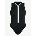 thumbnail image 4 of Time and Tru Women's and Women's Plus Size Zip Front Tank Rash Guard Swimsuit, Sizes XS-3X, 4 of 5