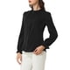 thumbnail image 3 of INSPIRAR CHIC Blusa de Mujer con Cuello Alto, Botones y Mangas Largas con Volantes, Talla S, Color Negro, 3 of 8