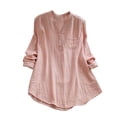 thumbnail image 3 of Camisa de mujer Manga larga Primavera Otoño Blusa Cuello en V Chica Top suelto, Rosa, 3XL Methold AP000936-16, 3 of 7