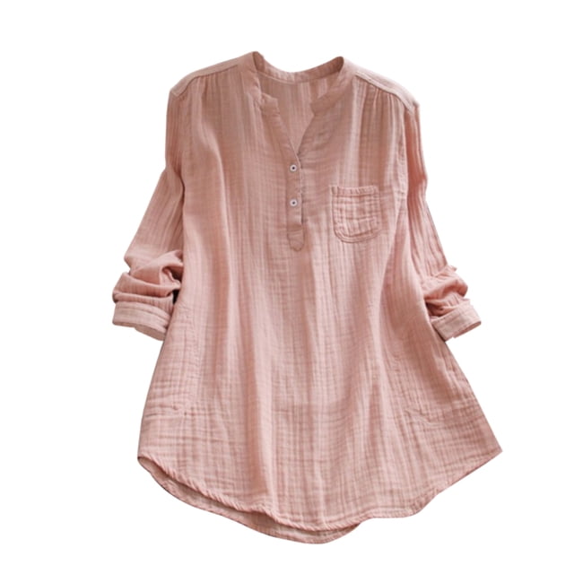 Qarigey Lookwoild Mujer Verano Gypsy Baggy Túnica Tops Camisa Blusa de manga larga Tallas grandes 6-26 Prendas para la parte del cuerpo rosado SG Qarigey AP000936-10