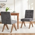 thumbnail image 4 of Kidol & Shellder Modern Upholstered Dining Chairs Set of 2 Tufted Armless Kitchen Chairs with Linen Fabric & Wooden Legs,Dark Gray, 4 of 9