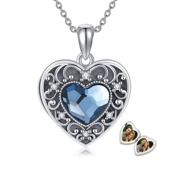 Locket Necklace 925 Sterling Silver Heart Locket Necklace that Holds Pictures for Women Jewelry Gifts