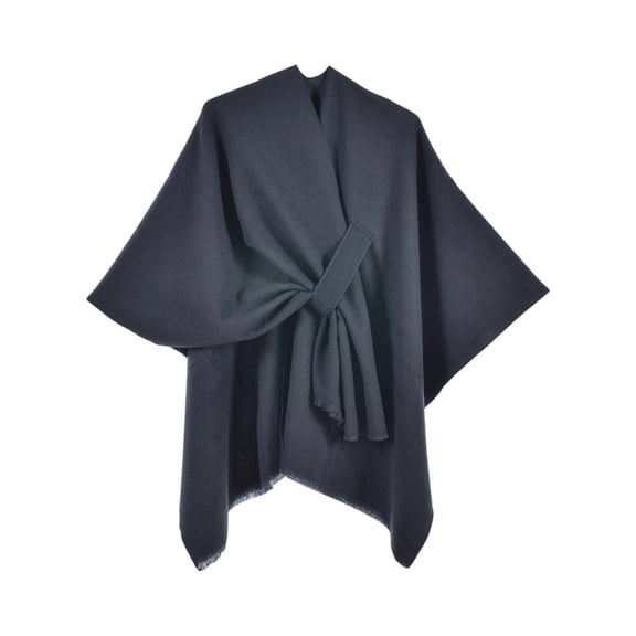 Boyscolos Women's Shawl Wrap Poncho Warm Cape Cardigan Open Front Shawls for Spring Fall Winter Cold Weather Days Black One Size