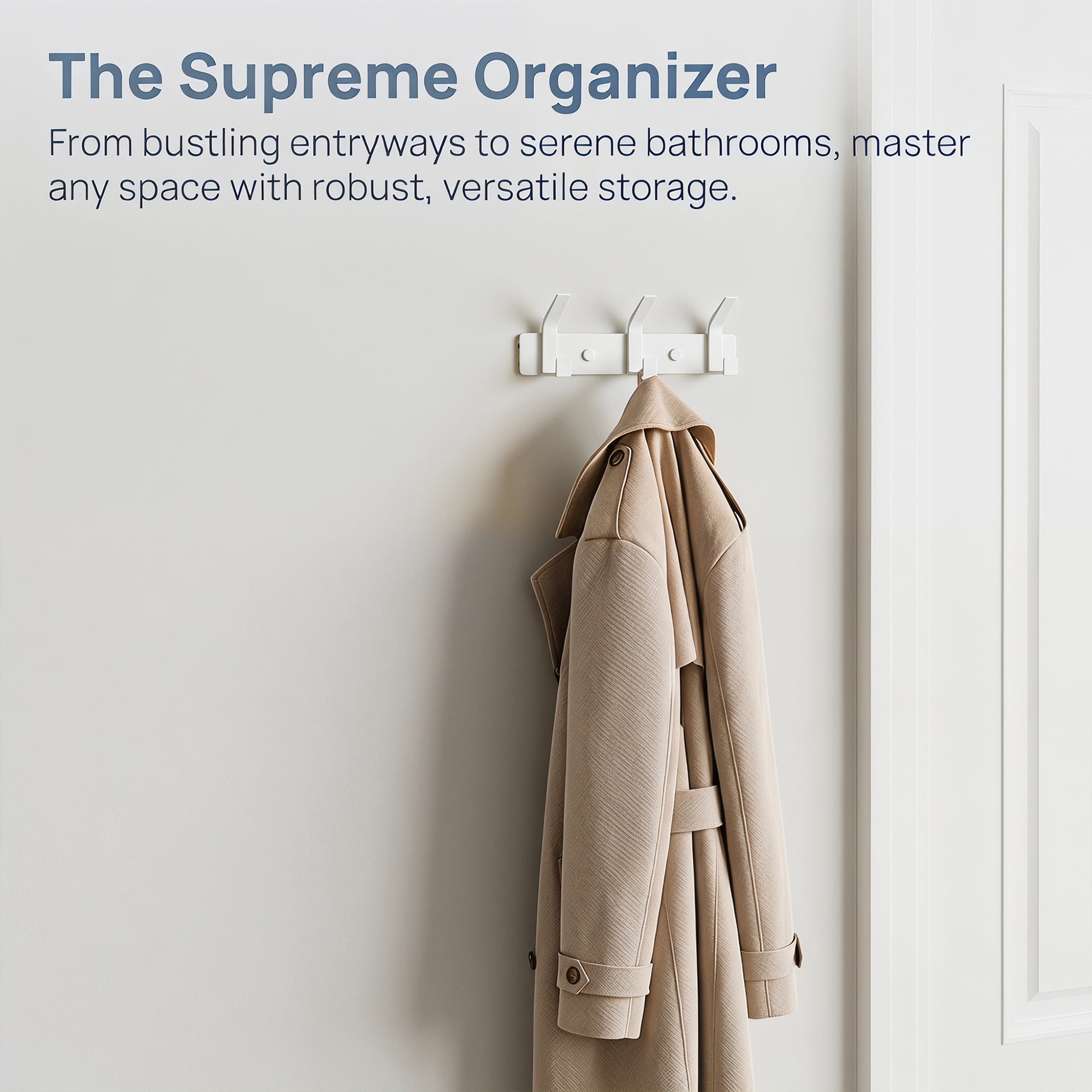 Unique Bargains Coat Rack Wall Mount Metal Hook for Bathroom and Bedroom White 3 Hooks