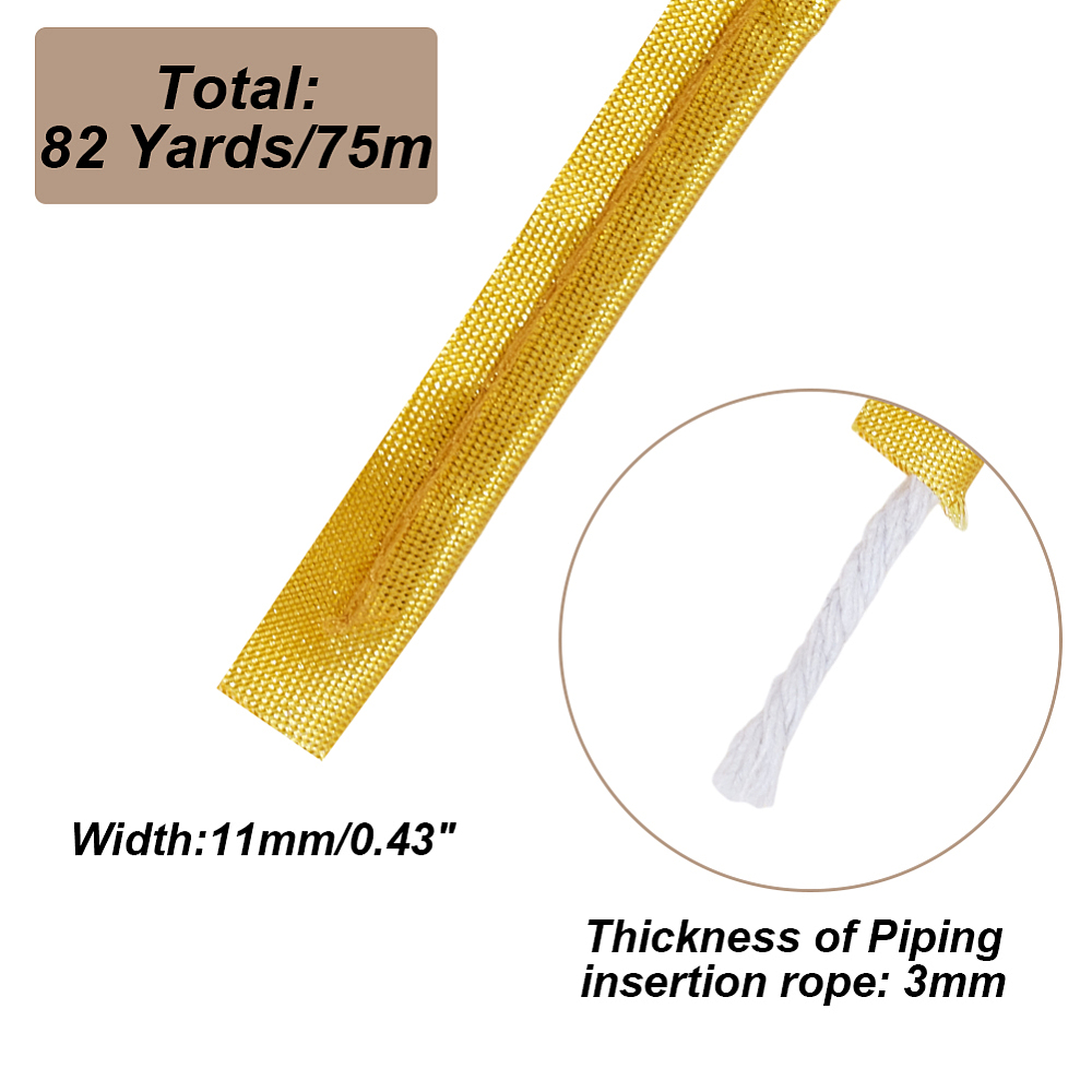 1set 75M Polyester Ribbon for Garment Accessories golden 3/8 inch(11mm) about 82.02 Yards(75m)/set