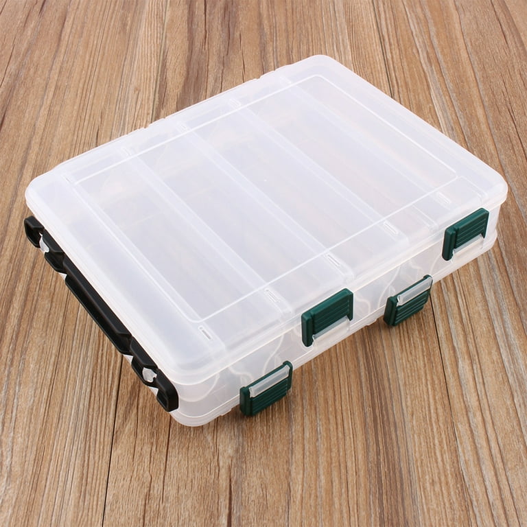 MAGT Fishing Tackle Box, 12 Compartments Fishing Lure Box Double Sided  Plastic Fishing Baits Storage Box Organizer 20 X 15.5 X 4.5 CM (Color :  Silver) 