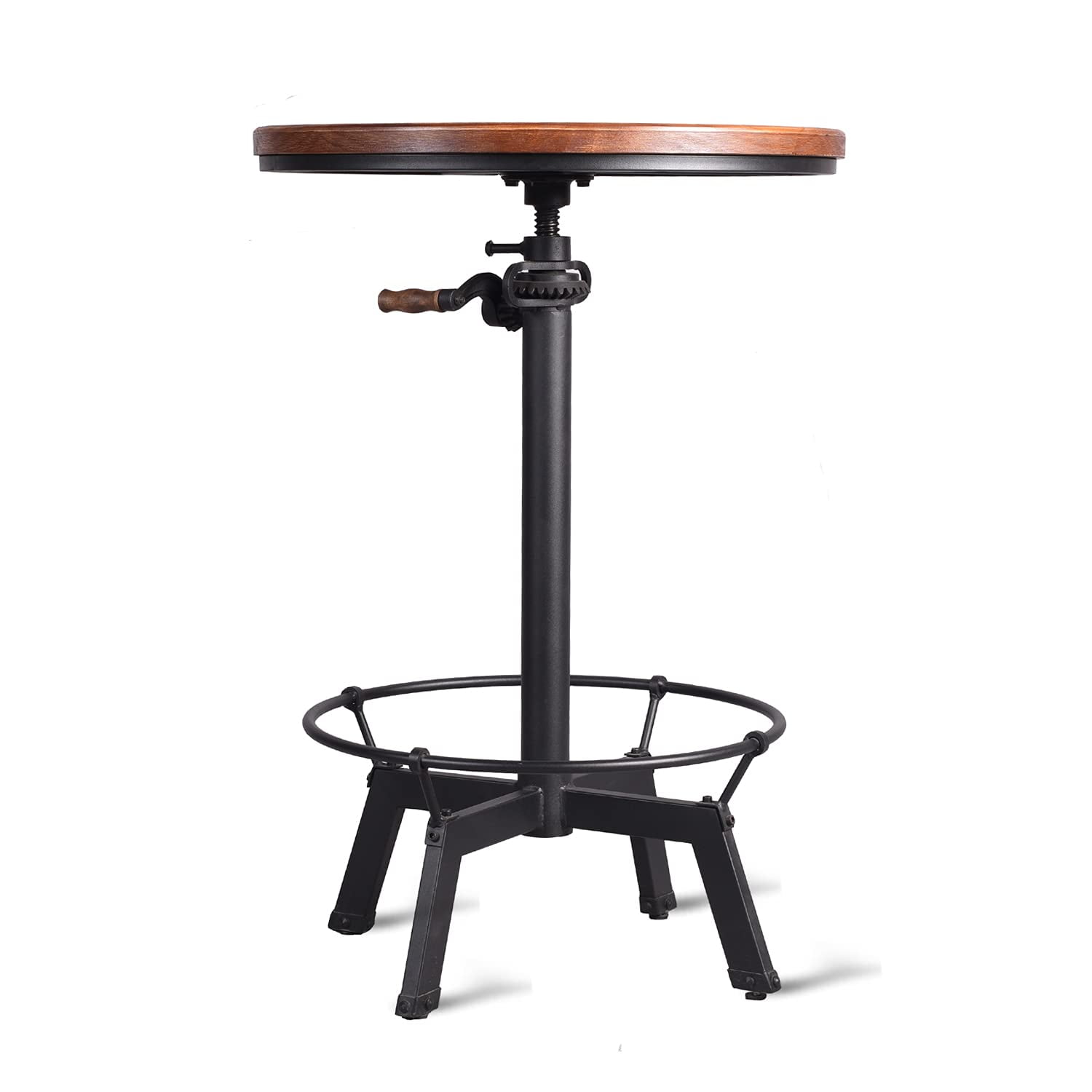 Topower Industrial Retro Side Table - Crank Adjustable Height Cast Iron Base, Solid Pine Top 2 thumbnail image