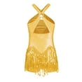 thumbnail image 2 of Zaldita Kids Girls Latin Dance Hip Hop Jazz Performance Costume Sparkly Tassel Leotard Fringed Bodysuit Dancewear A Gold 6, 2 of 6