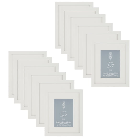 Studio Decor White 5" x 7" Narrow Frame With Mat, Aspect, 12 Pack