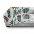 thumbnail image 3 of Nature Soft Flannel Fleece Throw Blanket, Desert Botanical Herbal Cartoon Style Cactus Plant Flower with Spikes Print, Cozy Plush for Indoor and Outdoor Use, 50" x 70", Green and Pink, by Ambesonne, 3 of 6