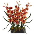 thumbnail image 2 of Nearly Natural Cymbidium Orchid Artificial Arrangement in Black Vase, 2 of 2