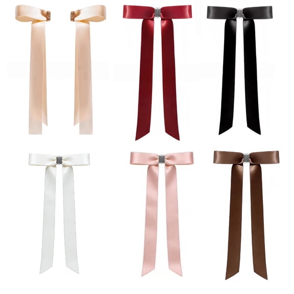 6 Pcs Magnetic Removable Bow Hair Clips, Satin Ribbon Claw Clips for Half Up Hairstyles, Hair Accessories for Women and Girls