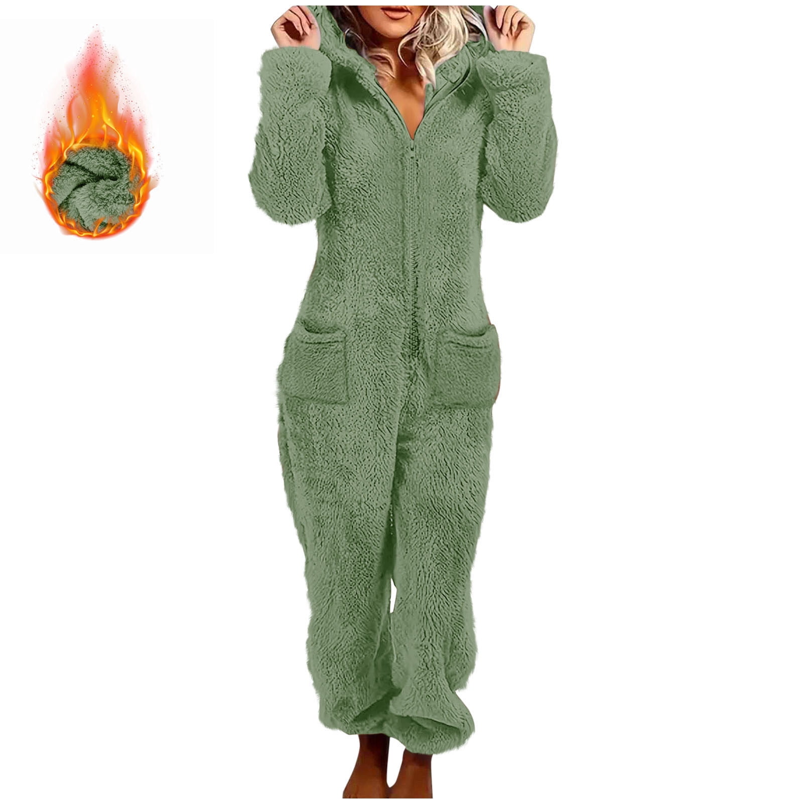 cocolona Womens Winter Onesies Pajamas Fleece Fuzzy Hooded Jumpsuit Soft Comfy Romper Warm Loungewear One Piece Sleepwear