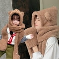 thumbnail image 3 of SPRING PARK Cute Plush Women Girls Fashion Winter Warm Knitted Hat All-match Scarf Hat Scarf For Kid Adult, 3 of 4