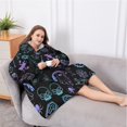 thumbnail image 5 of Oversized Wearable Blanket Hoodie,Black Halloween Ghost Spider Pattern Sherpa Blanket Hoodie with Super Pockets,Super Warm Fuzzy Pullover for Women & Men, 5 of 6