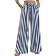thumbnail image 5 of Endives Wide Leg Pants for Women Summer Striped Loose Straight Leg Elastic Waist Trousers with Pockets Vacation Outfits Flowy Pants for Women, 5 of 6