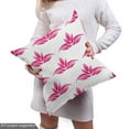 thumbnail image 5 of Floral Fabric by the Yard, Image of Silhouettes of Lotus Flowers in Continuous Pattern on Plain Background, Decorative Upholstery Fabric for Sofas and Home Accents, White Hot Pink by Ambesonne, 5 of 5