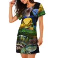 thumbnail image 2 of Balery Colorful Viper Snake Camisón de manga corta con cuello redondo para mujer, cómodo y elegante., 2 of 6