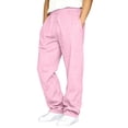 thumbnail image 2 of Garbnen Baggy Sweatpants for Men Workout Athletic Gym Men's Straight Leg Sweatpants Elastic Waist S-5xl Trousers for Men Lightweigh Fall Winter Lounge Pants Men with Pocket Pink XXXL, 2 of 8