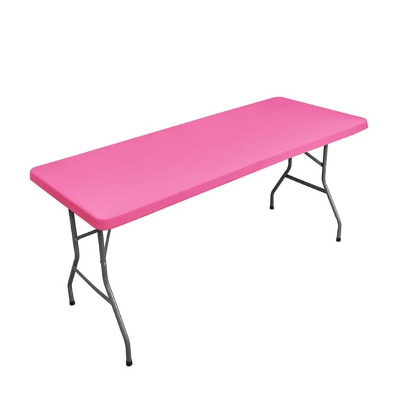 XmhyTop-A Tablecloth 183x76cm, Elastic Fitted Washable Polyester Picnic Table Cover, Waterproof Rectangle Picnic Tablecloth with Elastic Edge, 1 Piece,Dark Pink