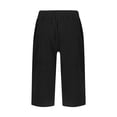 thumbnail image 5 of Tfken Women Pants For Summer Elastic Waist Solid Color Slit Loose Knee Length Pants With Pockets Casual Daily Wear Female Leisure Clothes Black, 5 of 5