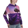 thumbnail image 6 of Daiia Lavender Field Sunset Pattern Women's Fashion Hoodies & Sweatshirts with Kangaroo Pocket Hooded Sweatshirt with Eye-catching Drawstrings-Medium, 6 of 7