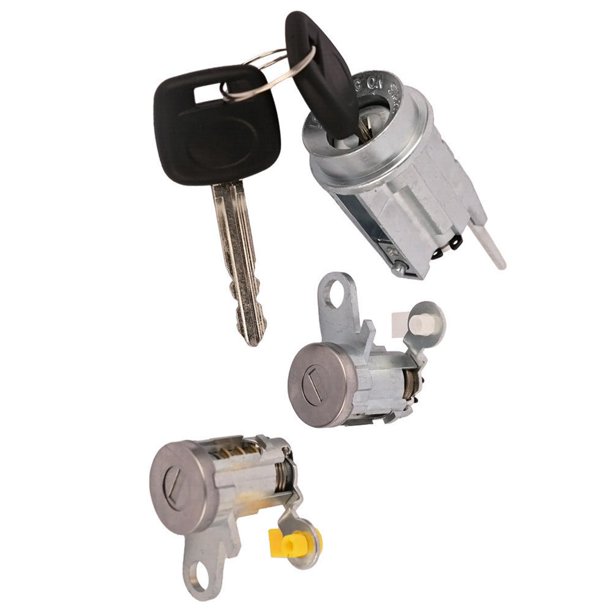 Juego De 3 Llaves De Encendido Para Dodge Ram - Incluye Cilindro Y Cerradura De Puerta, Color Negro Y Cromo