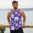 thumbnail image 6 of Lsque colorful Skull mushroom rainbow Pattern Mens Tank Tops Muscle Athletic Quick Dry Sleeveless Workout Fitness T Shirts Beach Tank Top, Loose-fit Sleeveless Shirt for Men-3X-Large, 6 of 7
