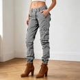 thumbnail image 2 of Glisme Trousers For Women Solid Color Zip Front With Pockets Summer Cozy Soft Women Cargo Pants Size L Grey, 2 of 4