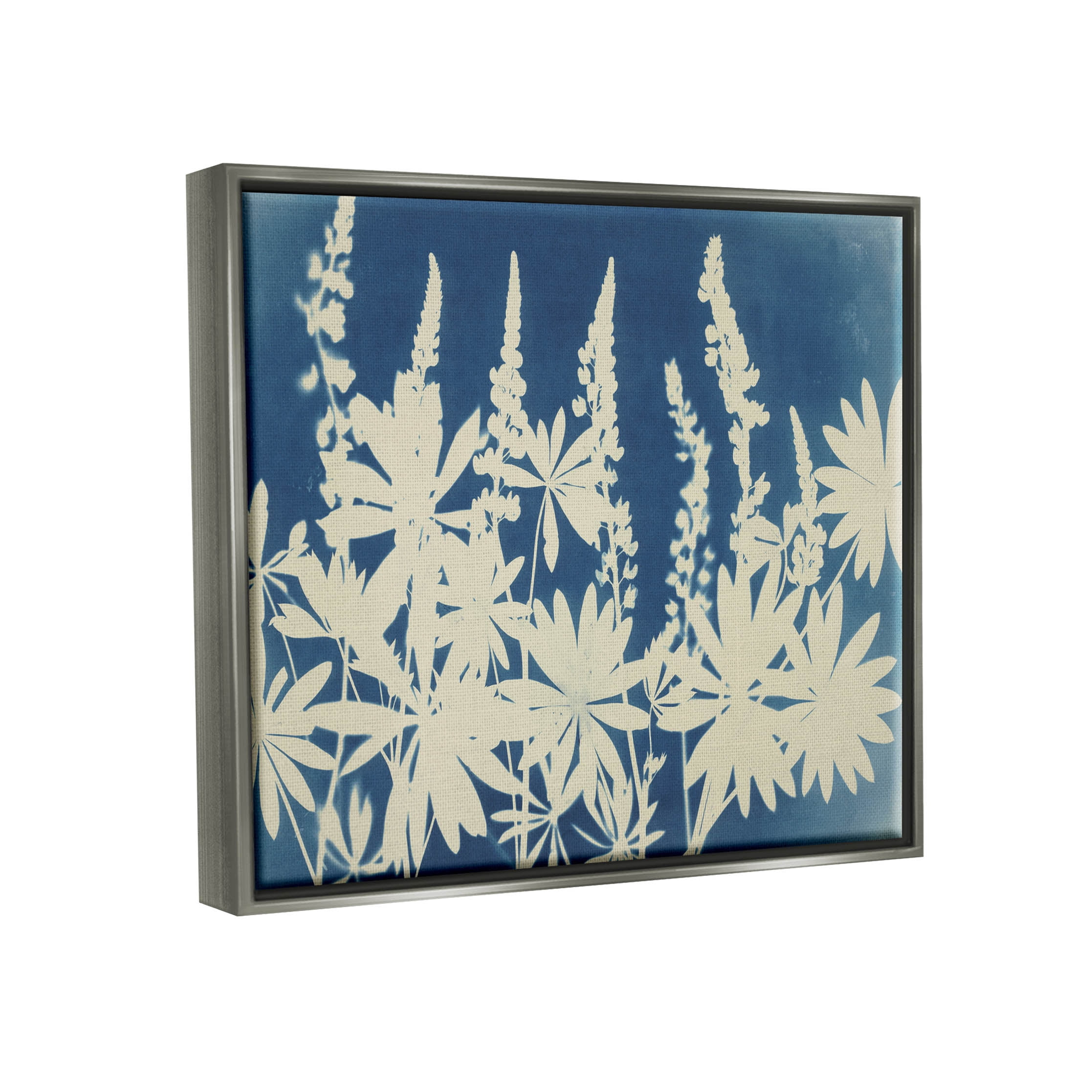 Stupell Industries Wildflower Cutout Shapes Arrangement Graphic Art Luster Gray Floating Framed Canvas Print Wall Art, Design by Liz St. Andre