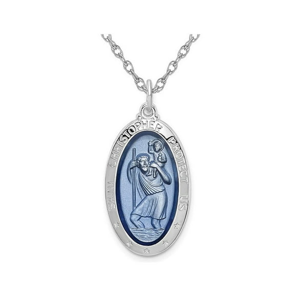 Sterling Silver Saint Christopher Protection Medal Pendant Necklace with Chain