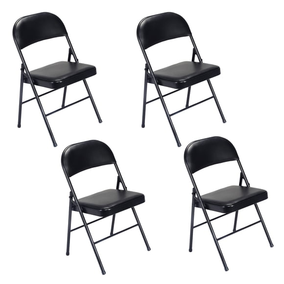 Ktaxon Folding Chairs Foldable Event Chairs with Super Soft Cushion, Ultra Thick Padded Chairs for Home, Office and Party Set of 4, Black