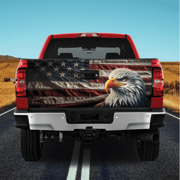 Lotusprinthandmade America Flag Eagle Patriotic Tailgate Wrap 2 Sizes (24"x58")