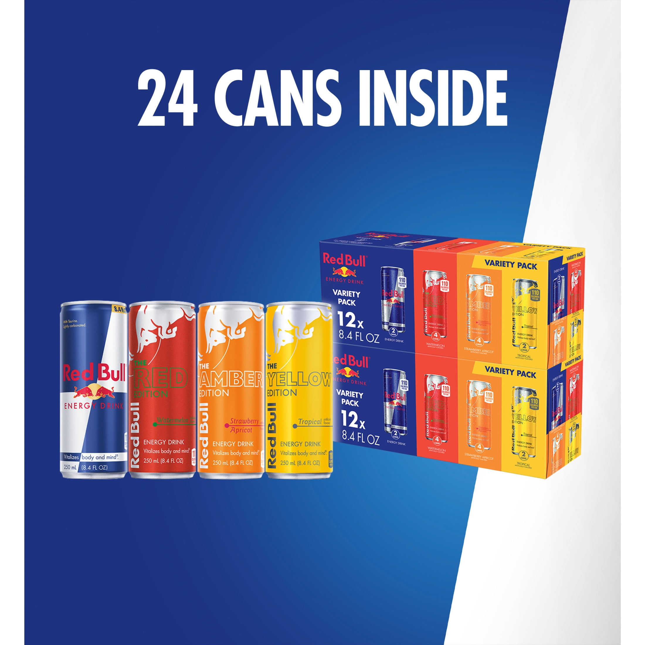 Red Bull Red, Amber, Yellow Edition Energy Drink Variety Pack, 8.4 fl. oz., Pack of 24 Cans