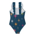 thumbnail image 2 of Girls Ruffled One Piece Swimsuit Summer Beach Vacation Swimwear Tank Swimsuit Colorful Stars Pattern, 2 of 8