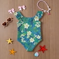 thumbnail image 6 of Grblisyd Girls One Piece Swimsuits Flutter Sleeve Hawaiian Beach Sport Swimwear Kids Crew NeckBathing Suit 8 Years, 6 of 6