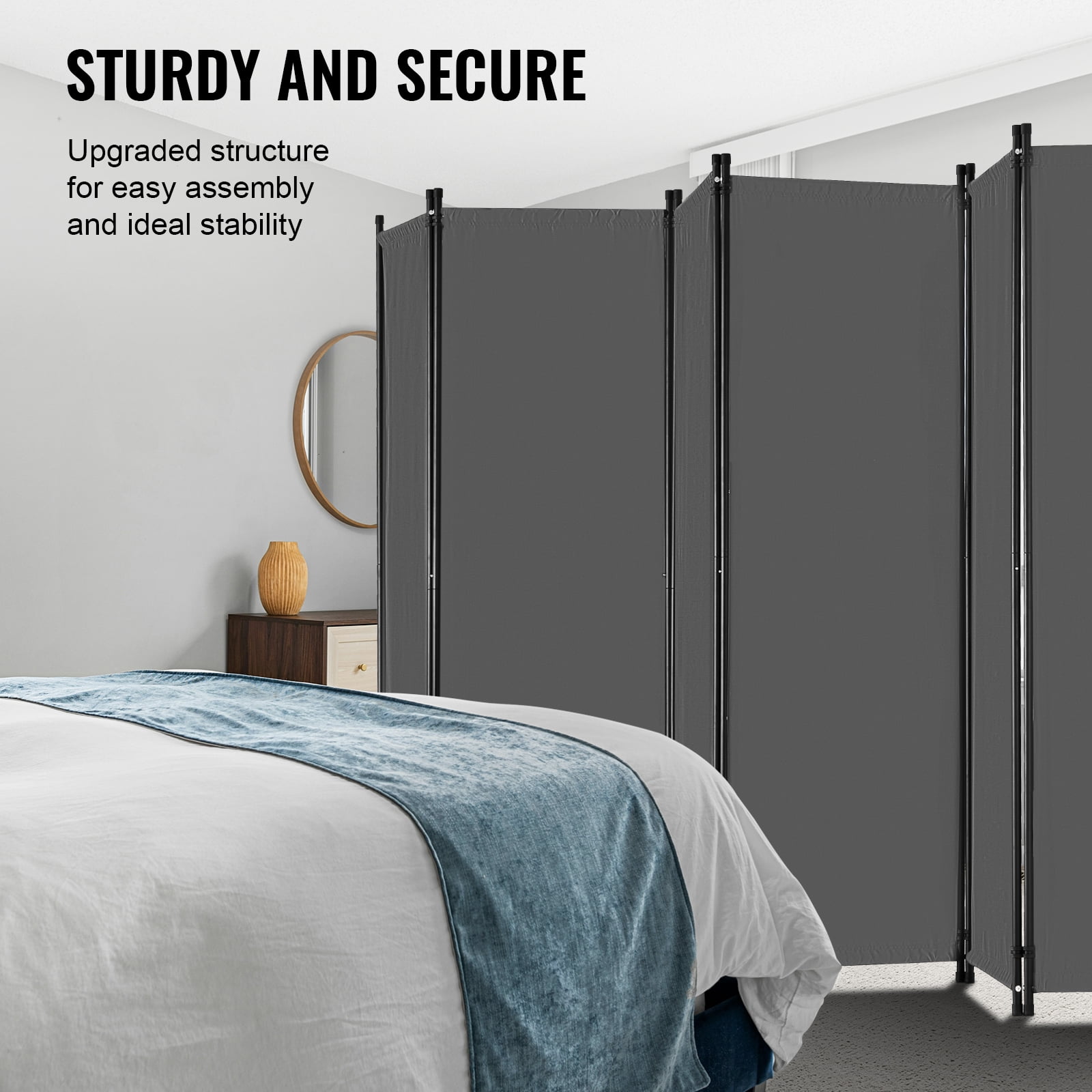 KFFKFF 6 Panel Room Dividers, 122*71 inch Foldable Privacy Screen,  Oxford Cloth Panels With Sturdy Frame for Workspace, Bedroom, Study Room