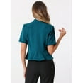 thumbnail image 3 of DARING DIVA Women's Business Blazer 3/4 Sleeve Collarless Cardigan XL Blue Green, 3 of 6