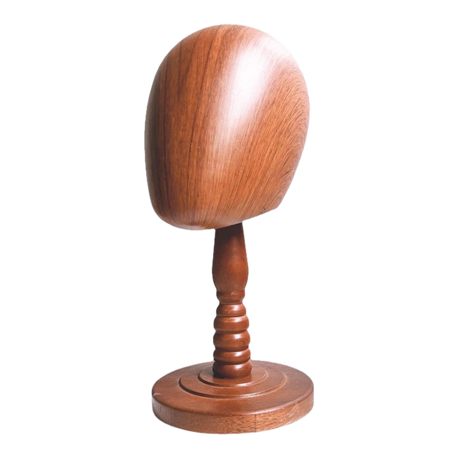 Wooden Mannequin Head Model Hat Hairpieces Display Stand 14inch Tall Stable Base for Professional or Personal Use Lightweight