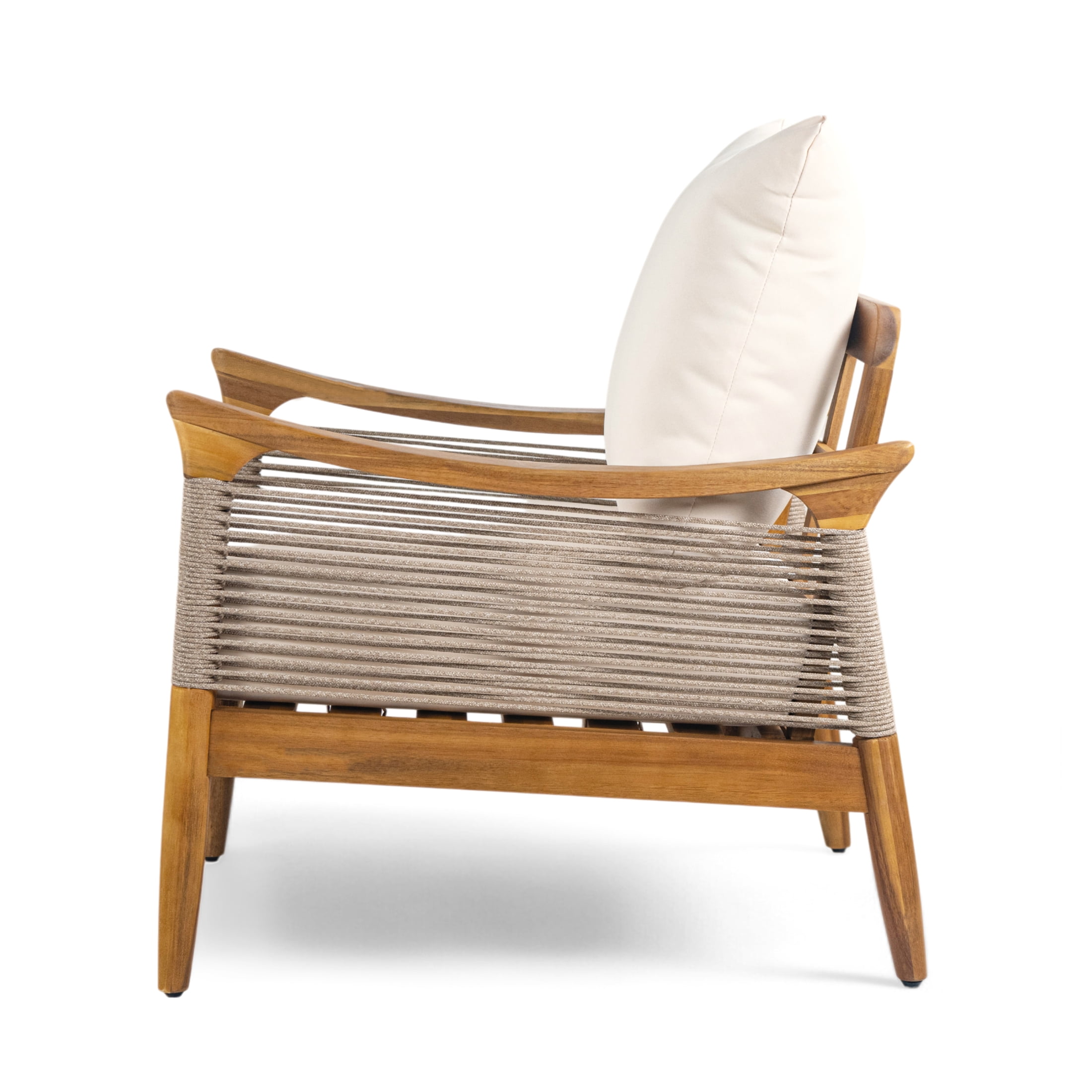Christopher Knight Home Modern 2 Piece Patio Loveseat Coffee Table Set with Cushion, Solid Wood, Teak+ Beige