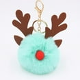 thumbnail image 1 of Imitation Rabbit Fox Fur Keyring Christmas Elk Keychain Lovely Fluffy Key Holder Pendant Purse Bag Car Key Friends，Mint Green, 1 of 4