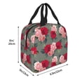 thumbnail image 2 of KLL Rose Flowers Print Insulated Lunch Bag Women, Reusable Cute Tote Lunch Box for Adult & Men, Leakproof Cooler Lunch Bags for Work Office Travel Picnic, 2 of 5
