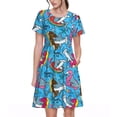 thumbnail image 1 of Easygdp Sharks Summer para Vestido Transpirable de Mujer, Vestido Suelto de Manga Corta con Pliegues y Bolsillos para el Verano, 1 of 6