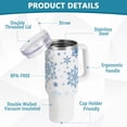 thumbnail image 4 of SKYSONIC 40oz Tumbler with Handle and Straw-Double Wall Vacuum Reusable Stainless Steel Insulated Water Bottle Mothers Day GiftsLight Blue Snowflakes, 4 of 7