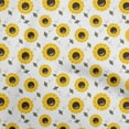 thumbnail image 1 of oneOone Cotton Flex White Fabric Floral Sunflower With Honey Bees Dress Material Fabric Print Fabric By The Yard 40 Inch Wide, 1 of 1