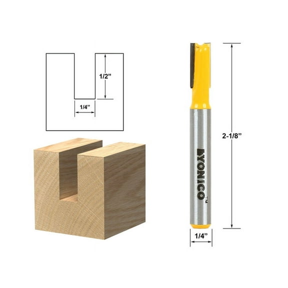 1/4" Diameter X 1/2" Height Straight Router Bit - 1/4" Shank - Yonico 14155q
