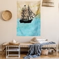 thumbnail image 2 of Nautical Tapestry, Hand Drawn Vintage Ship Motif Sailing on a Wavy Sea with Seagulls, Wall Hanging for Bedroom Living Room Dorm Decor, 40W X 60L Inches, Beige Pale Blue and Black, by Ambesonne, 2 of 5
