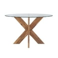 thumbnail image 2 of Linon Hale 5 Pce Upholstered Dining Set Round Table in Natural Wood/Gray Fabric, 2 of 15