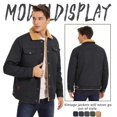 thumbnail image 5 of Men's Winter Thick Cotton Jacket Sherpa Lined Warm Trucker Casual Cargo Coat with Multi Pocket Black L, 5 of 6